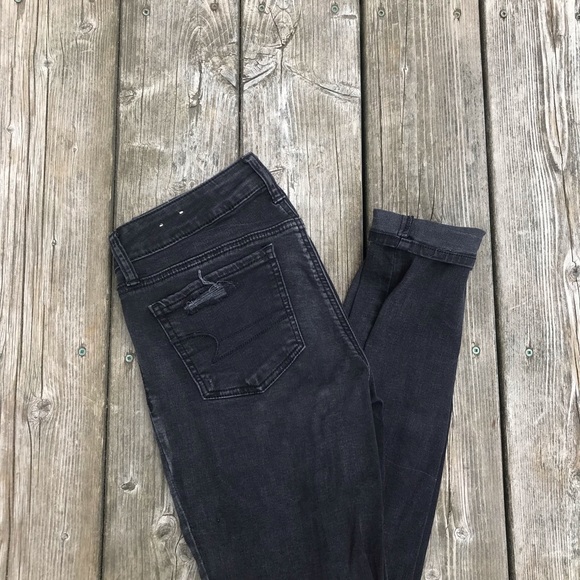 American Eagle Outfitters Denim - Washed Black AE Ripped Jeggings